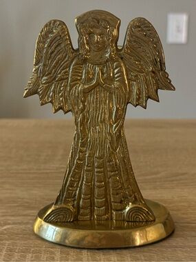 Vintage Brass Angel Praying Candle Holder